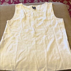 Eileen Fisher Ivory Sleeveless Silk Tank Top Blouse Shimmer Large (TD)